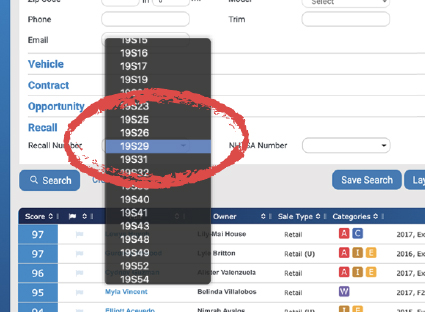 AutoAlert-SLM-Recall-Management-Customers-Screen