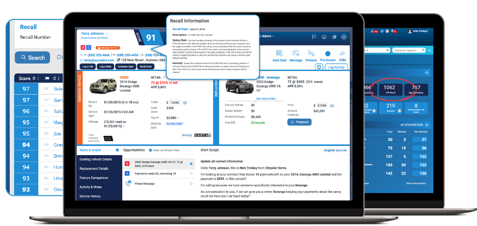AutoAlert-Service-Lane-Management-Recall-Dashboard-Devices